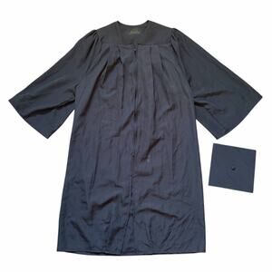 Oak Hall GreenWeaver Unisex Black Bachelor Graduation Cap and Gown Sz 6'-6'2"